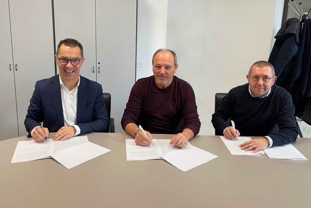 Da sx, Massimiliano Finotti, il titolare di Finotti Group, ill presidente di ESEV-CPT Antonio Ruffo e il vicepresidente Alberto Franzo